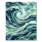 Abstract Teal Ocean Wave Swirl Rug