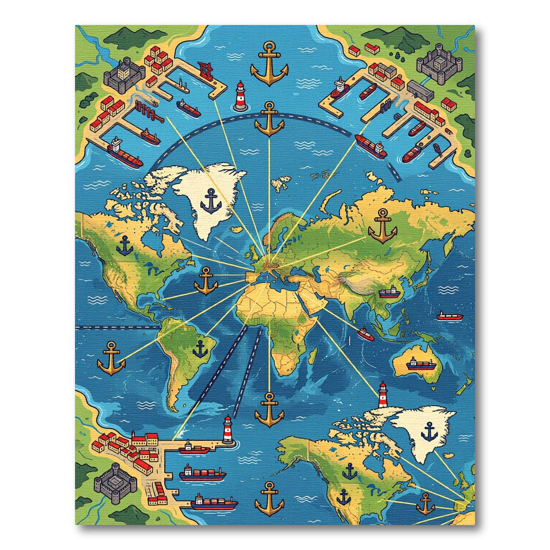 Global Maritime Anchors and Ports Rug