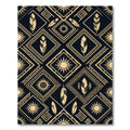 Gold Feather Sun Geometric Art Deco Rug