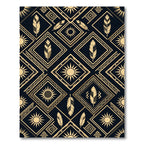 Gold Feather Sun Geometric Art Deco Rug