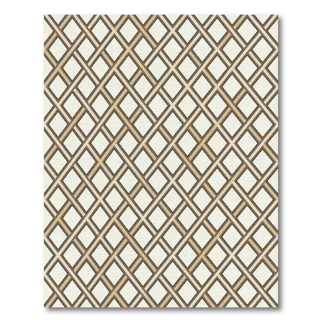 Cream Tan Interlocking Lattice Rhombus Rug
