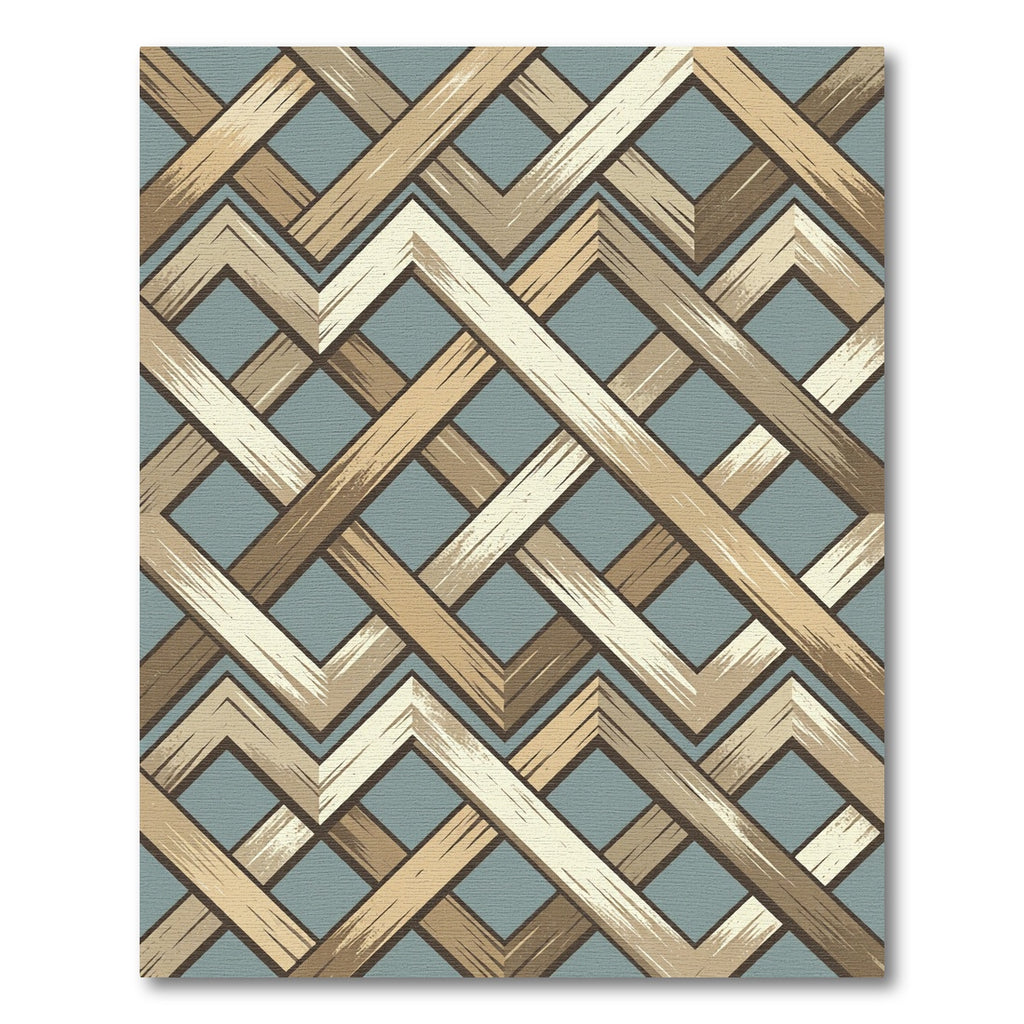 Modern Light Blue Interlocking Wood Chevron Rug