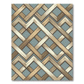 Modern Light Blue Interlocking Wood Chevron Rug