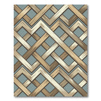 Modern Light Blue Interlocking Wood Chevron Rug