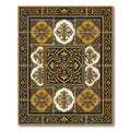 Ornate Gold and Navy Floral Tile Rug