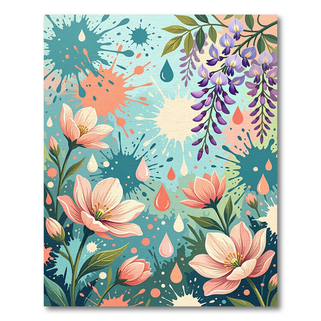 Coral Blush Wisteria Bloom Splatter Rug