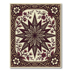 Elegant Deep Burgundy Floral Star Tapestry Rug