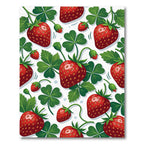Vibrant Strawberry Field Botanical Illustration Rug