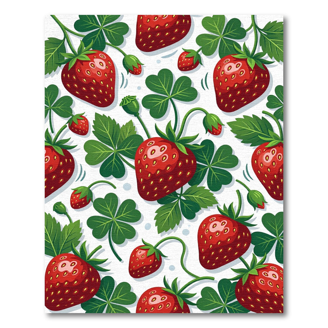 Vibrant Strawberry Field Botanical Illustration Rug