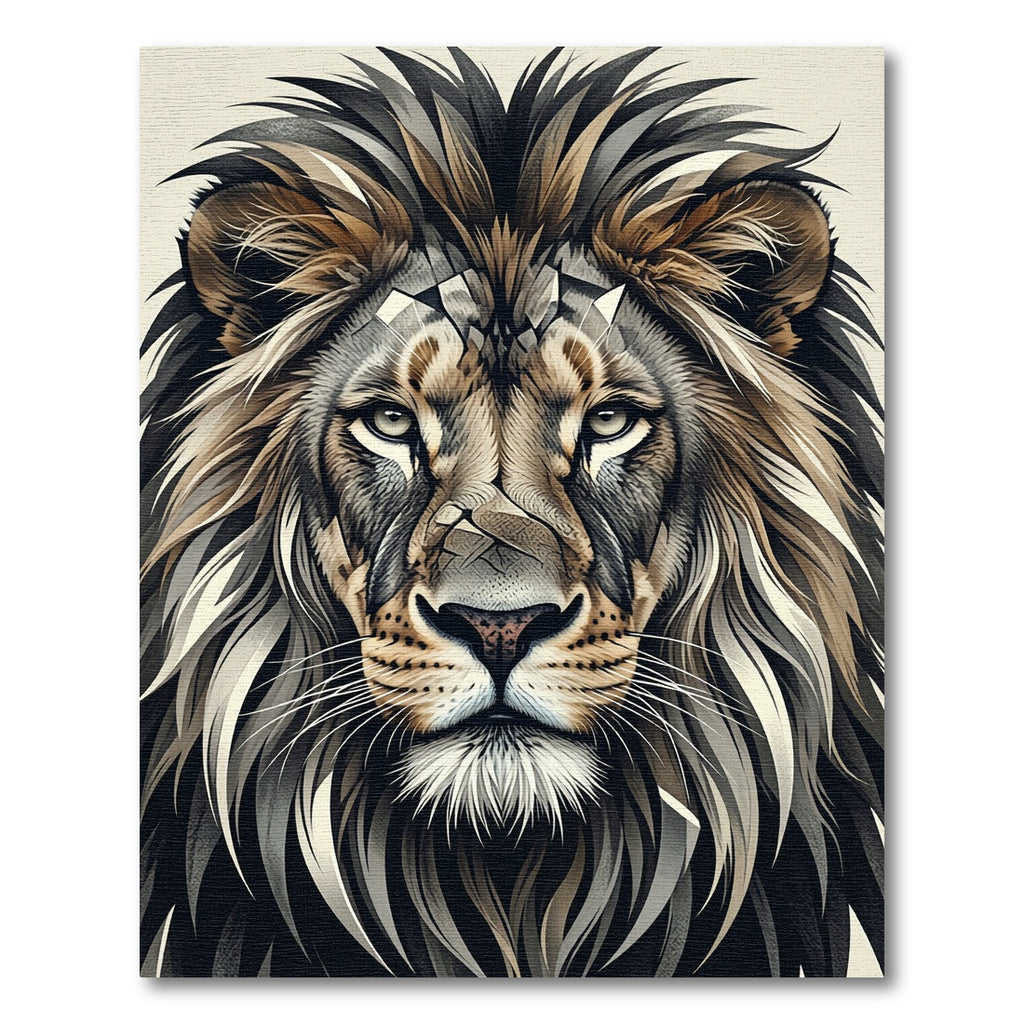 Majestic Charcoal Lion Portrait Illustration Rug