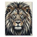 Majestic Charcoal Lion Portrait Illustration Rug