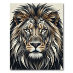 Majestic Charcoal Lion Portrait Illustration Rug