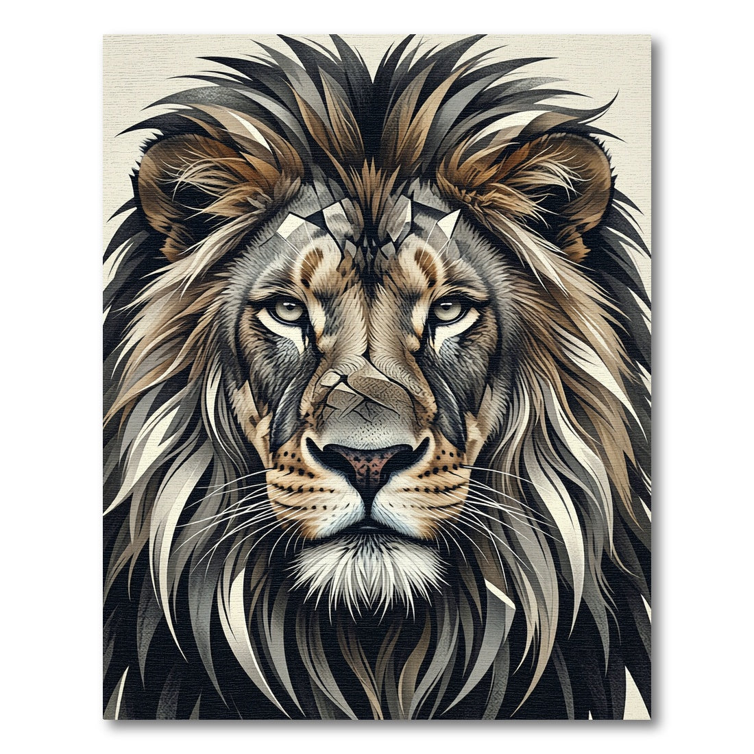 Majestic Charcoal Lion Portrait Illustration Rug