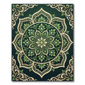 Emerald Floral Ornamental Round Medallion Rug