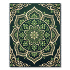 Emerald Floral Ornamental Round Medallion Rug