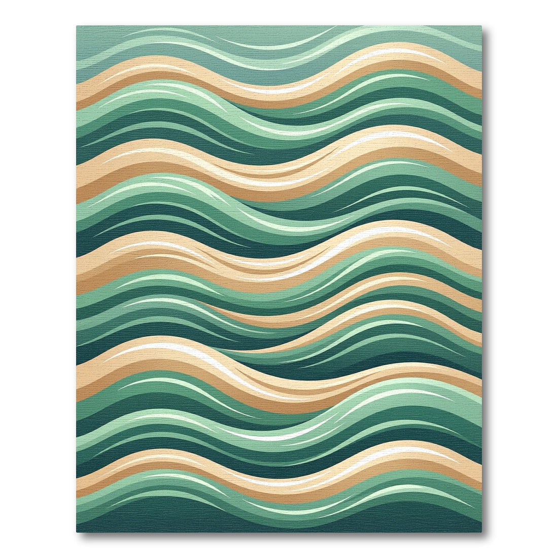 Deep Emerald Coastal Wavy Stripe Rug