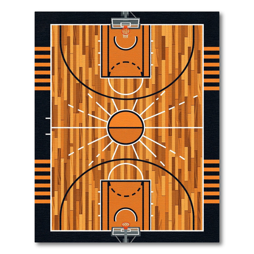 Basketball Court Geometric Hardwood Graphic Rug