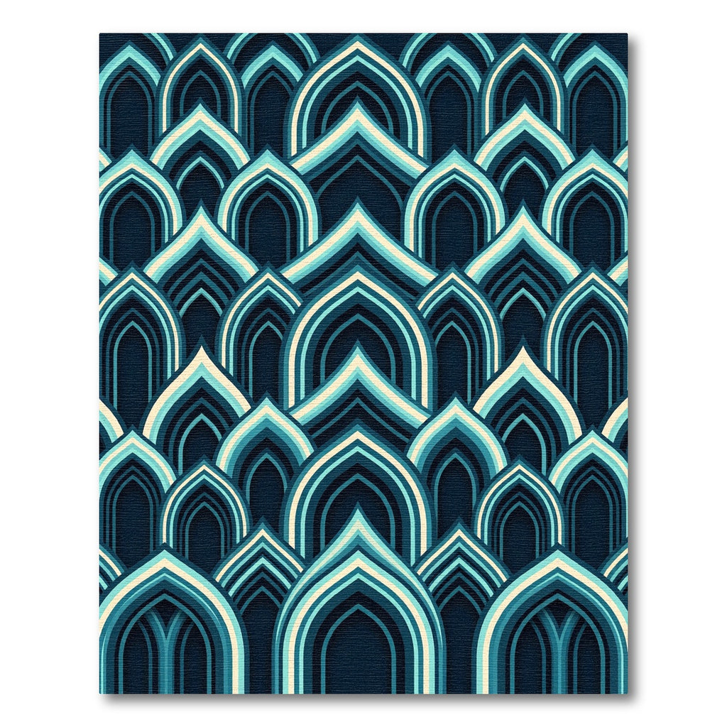 Deep Teal Archway Layered Composition Rug