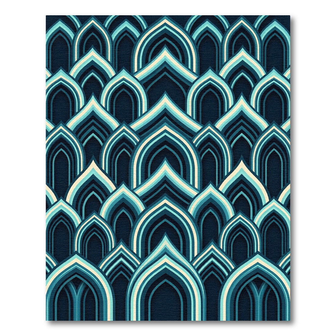 Deep Teal Archway Layered Composition Rug