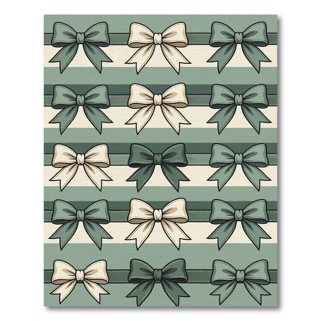 Sage Green and Cream Bow Ribbon Rug