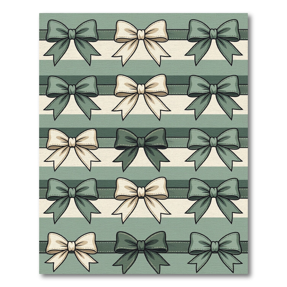 Sage Green and Cream Bow Ribbon Rug