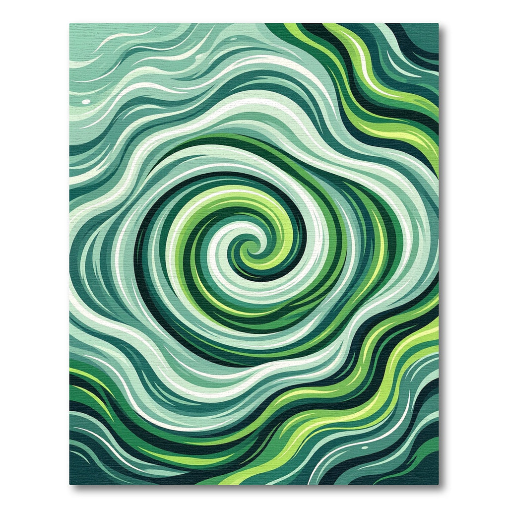 Earthy Green Abstract Swirling Wave Rug