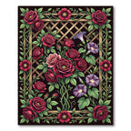 Enchanting Crimson Rose and Morning Glory Rug