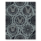 Monochromatic Feline Roundel Mandala Rug