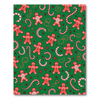 Red Gingerbread Candy Cane Snowflakes Rug