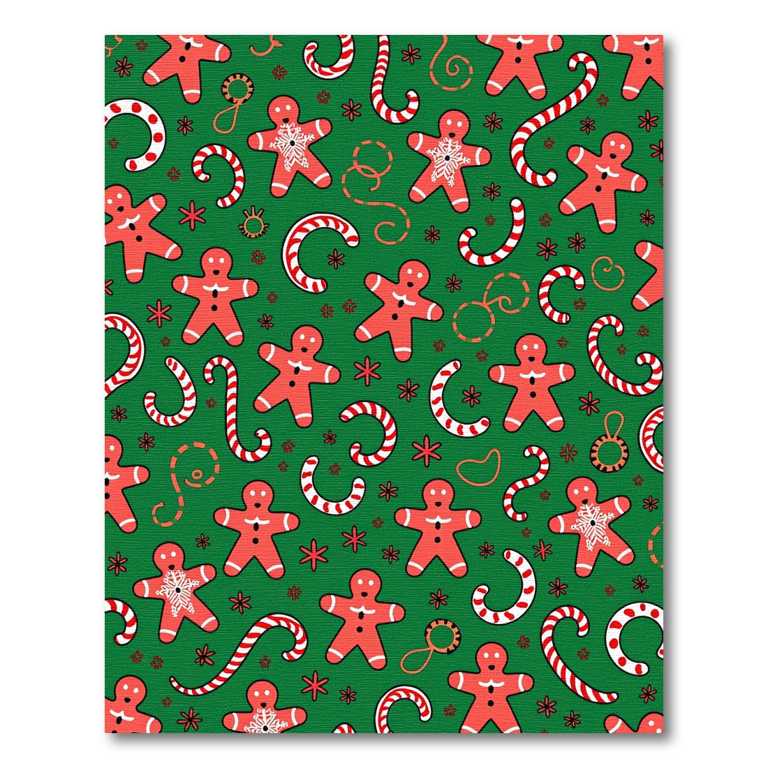 Red Gingerbread Candy Cane Snowflakes Rug