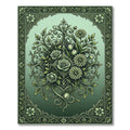 Elegant Sage Floral Scroll Medallion Art Rug
