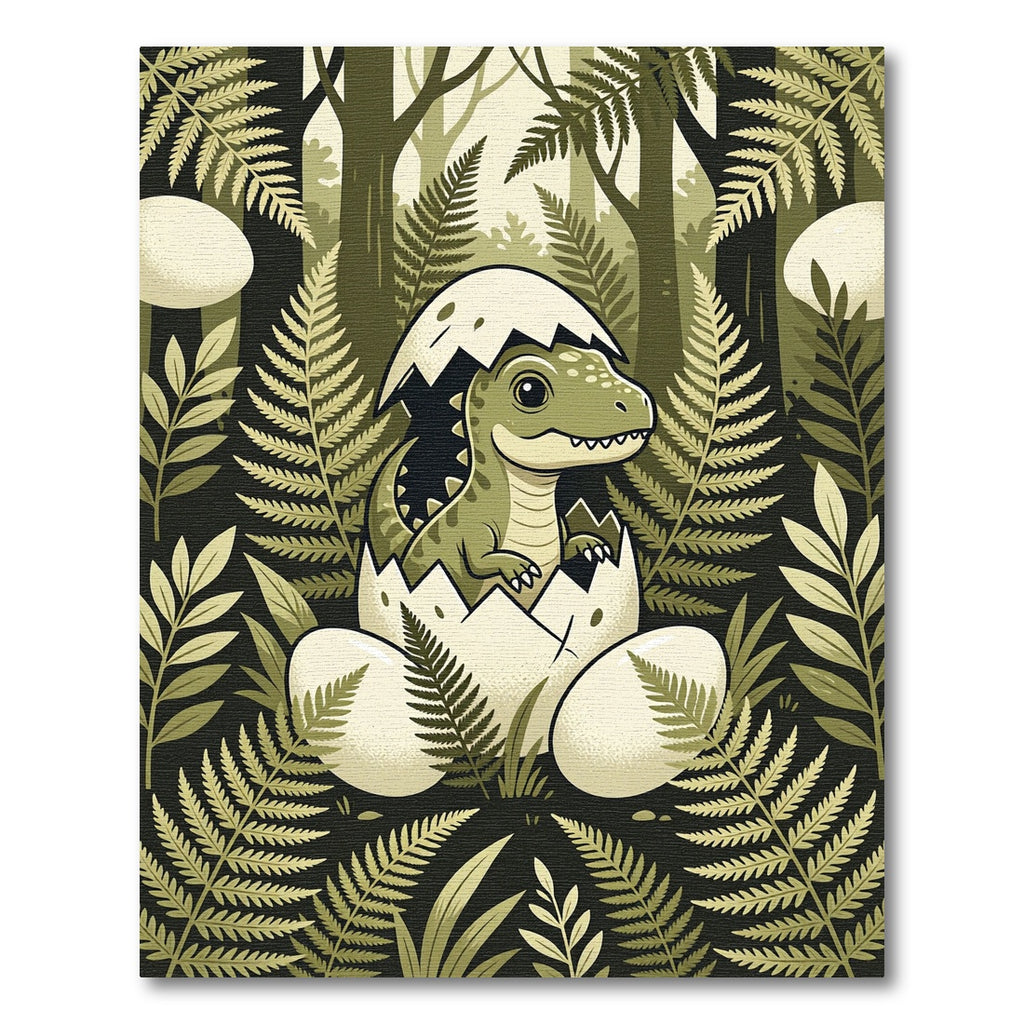 Cute Baby Dinosaur Jungle Fern Rug