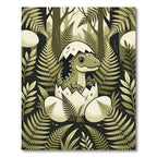 Cute Baby Dinosaur Jungle Fern Rug