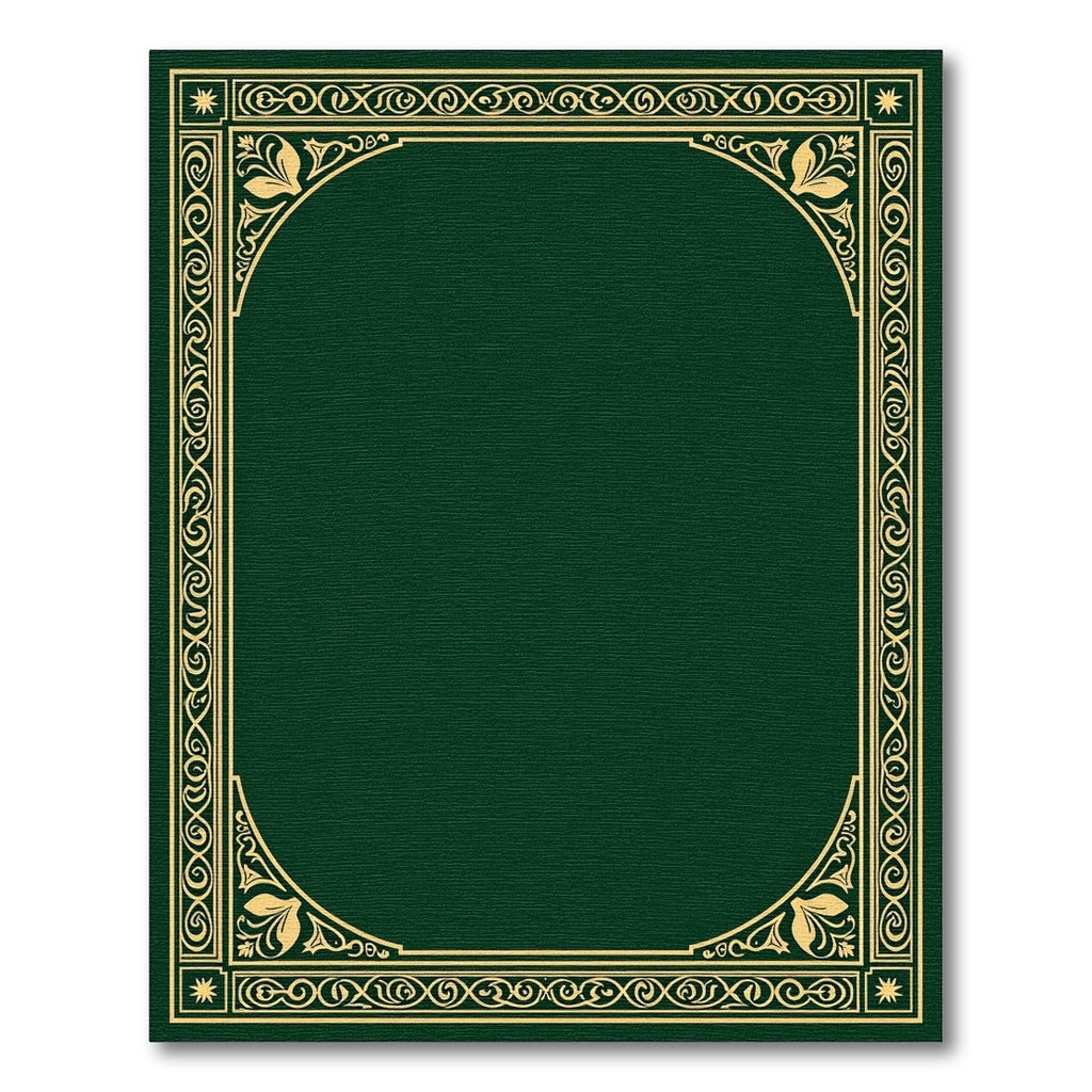 Emerald Green Golden Scroll Border Rug