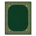 Emerald Green Golden Scroll Border Rug