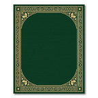 Emerald Green Golden Scroll Border Rug