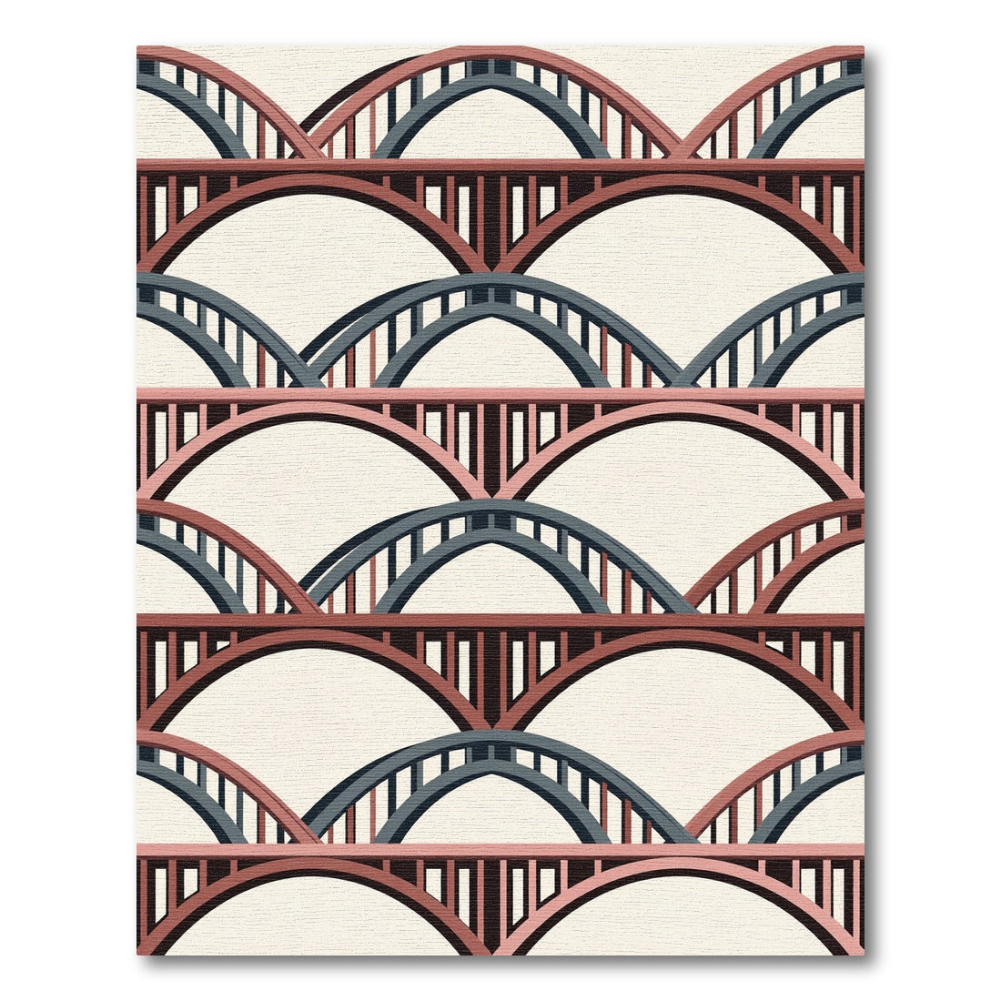 Art Deco Rose Gold Bridge Pattern Rug