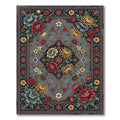 Elegance Gray Floral Medallion Garden Rug