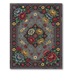Elegance Gray Floral Medallion Garden Rug