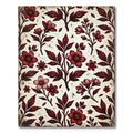 Deep Red Floral Branch Arrangement Rug