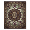 Elegant Plum Floral Gold Medallion Art Rug