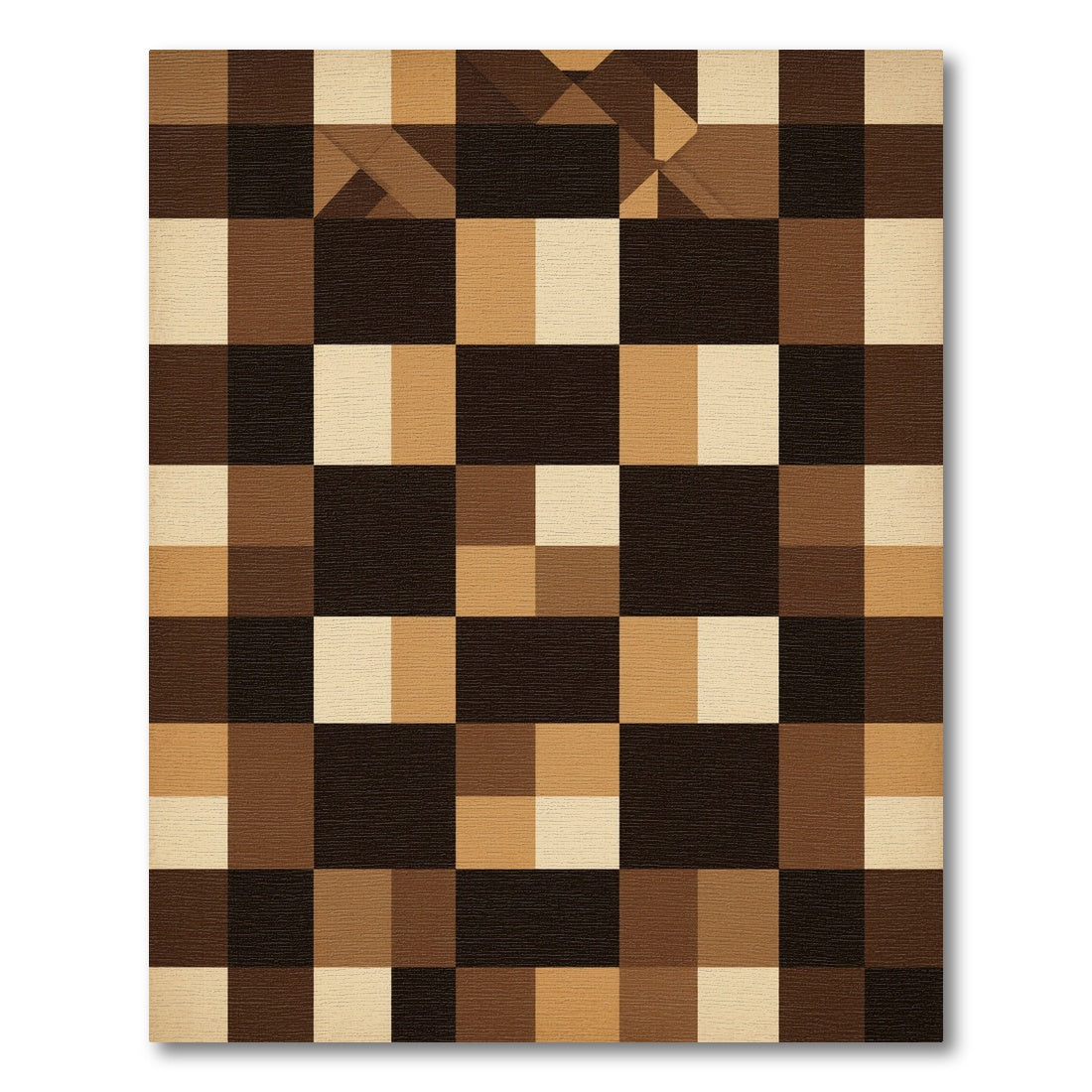 Brown Tonal Geometric Checkerboard Rug