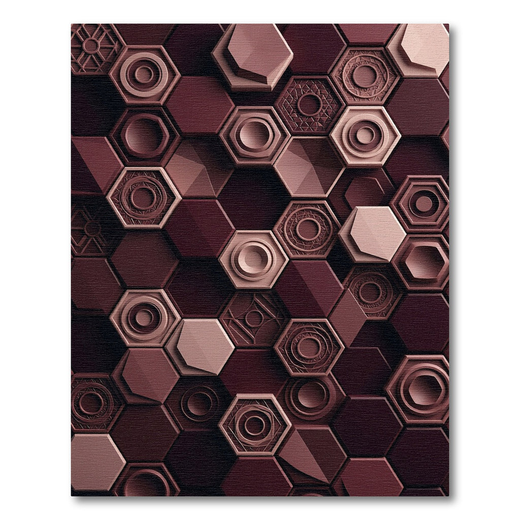 Deep Burgundy Geometric Hexagon Texture Rug