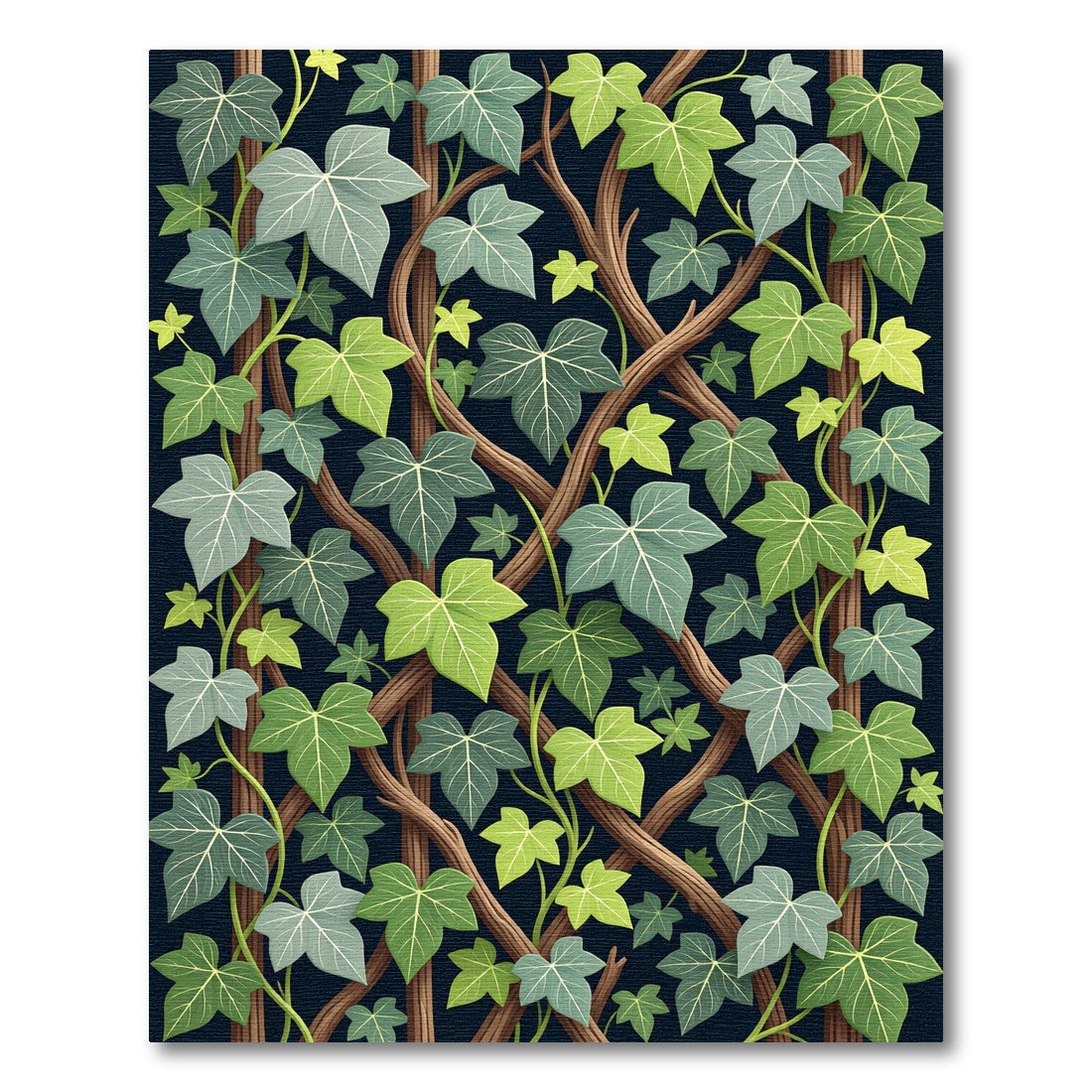 Lush Green Ivy Vine Trellis Rug