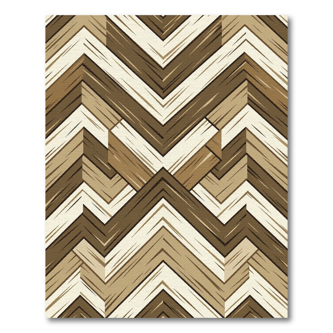 Geometric Chevron Wood Grain Neutral Area Rug