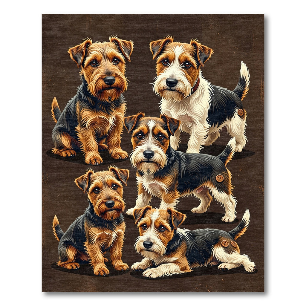 Adorable Terriers on Earthy Brown Background Rug