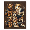 Adorable Terriers on Earthy Brown Background Rug