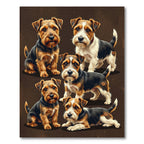 Adorable Terriers on Earthy Brown Background Rug
