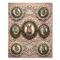 Vintage Lace Victorian Rabbit Portrait Rug