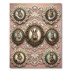 Vintage Lace Victorian Rabbit Portrait Rug